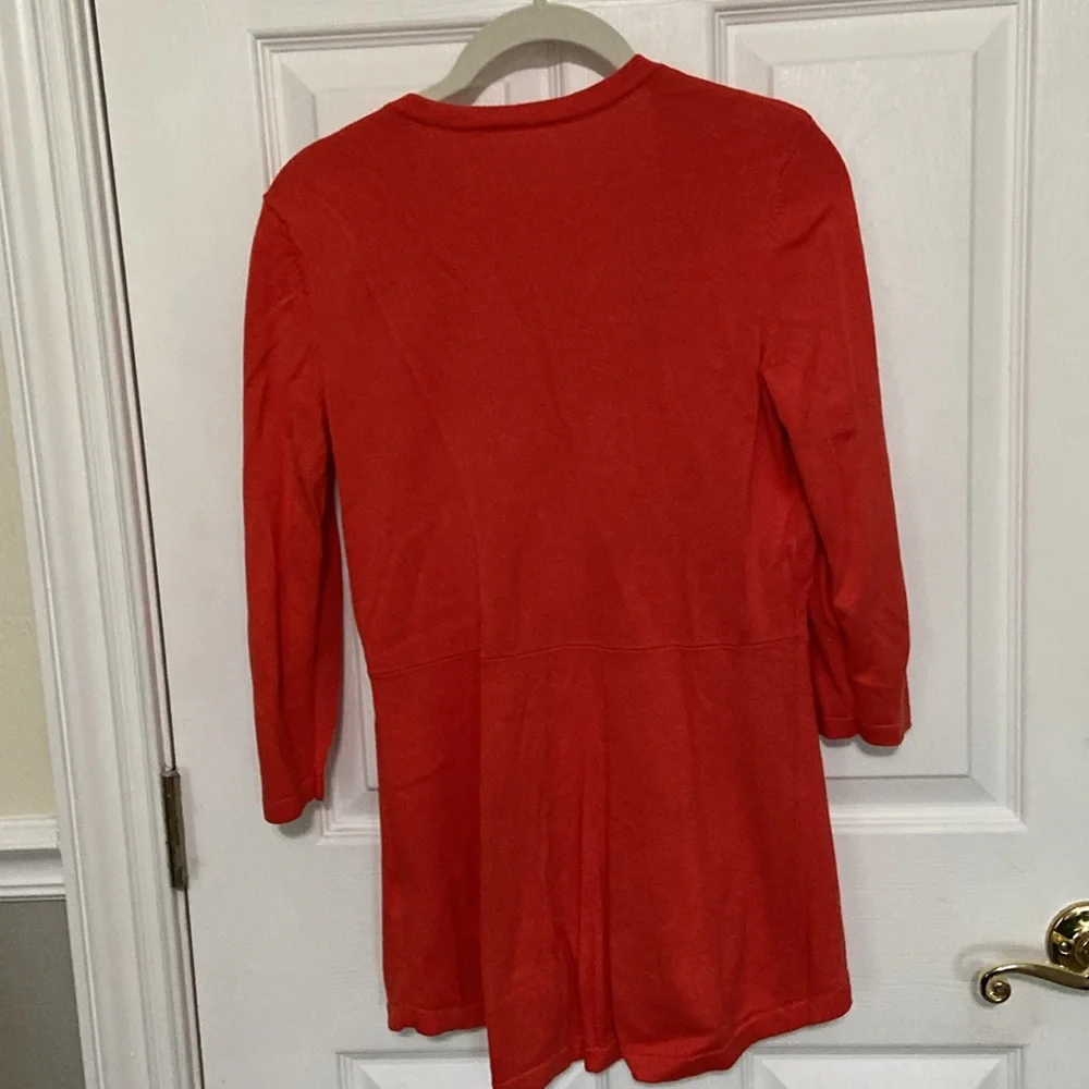 2 Isaac Mizrahi Sweaters - Coral Peplum, Coral Tie Dye Shrug Cardigan - Picture 9 of 16